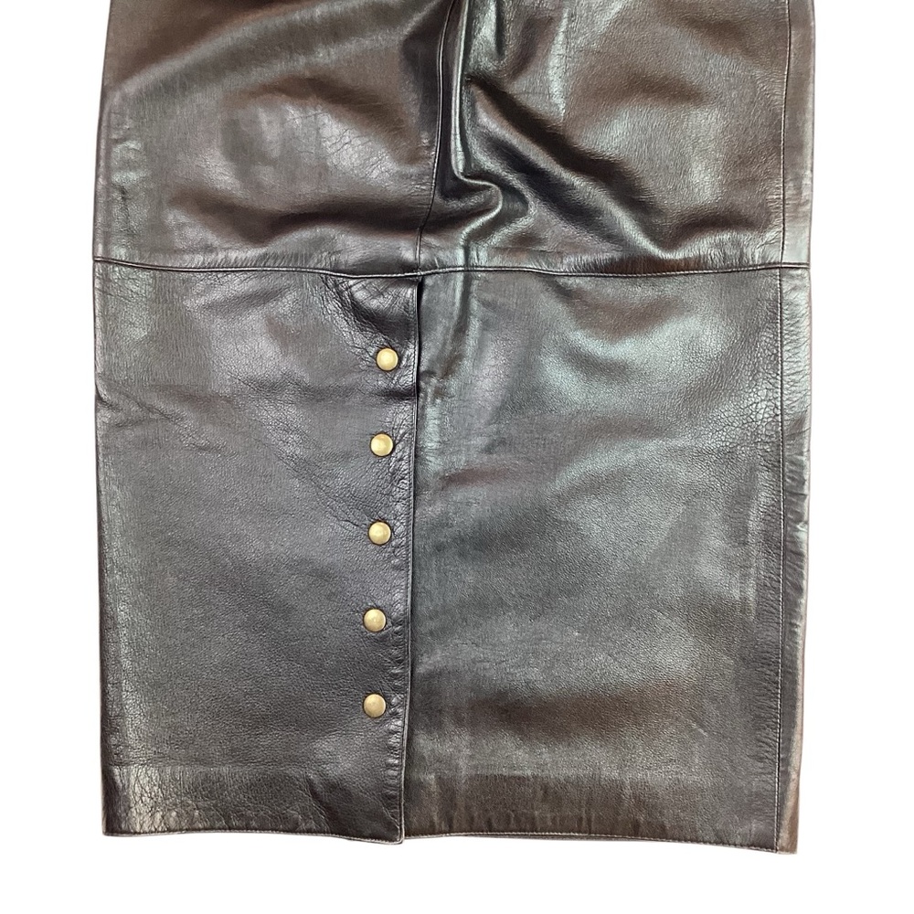 Vintage Genuine Leather Melanzona Maxi Skirt Black - Picture 5 of 11